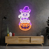 Cat on Pumpkin LED Neon Sign Light Pop Art