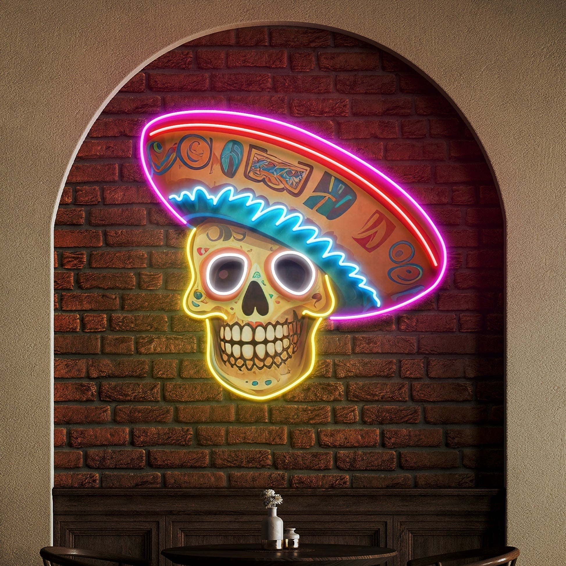 Custom Name Dead Day Party Sugar Skull Or Halloween Holiday Artwork Led Neon Sign Light