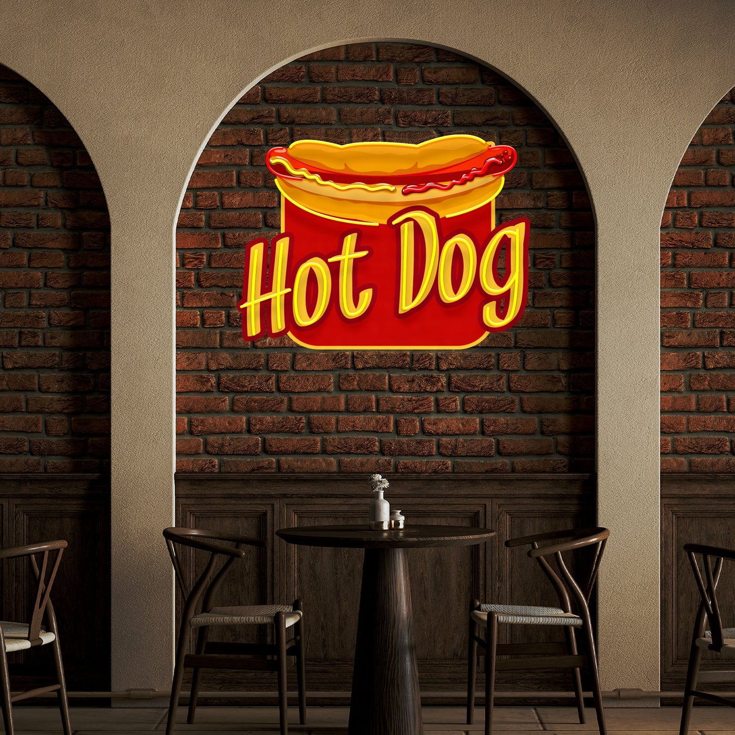 Custom Name Fast Food Restaurant With Hot Dog Led Neon Sign Light