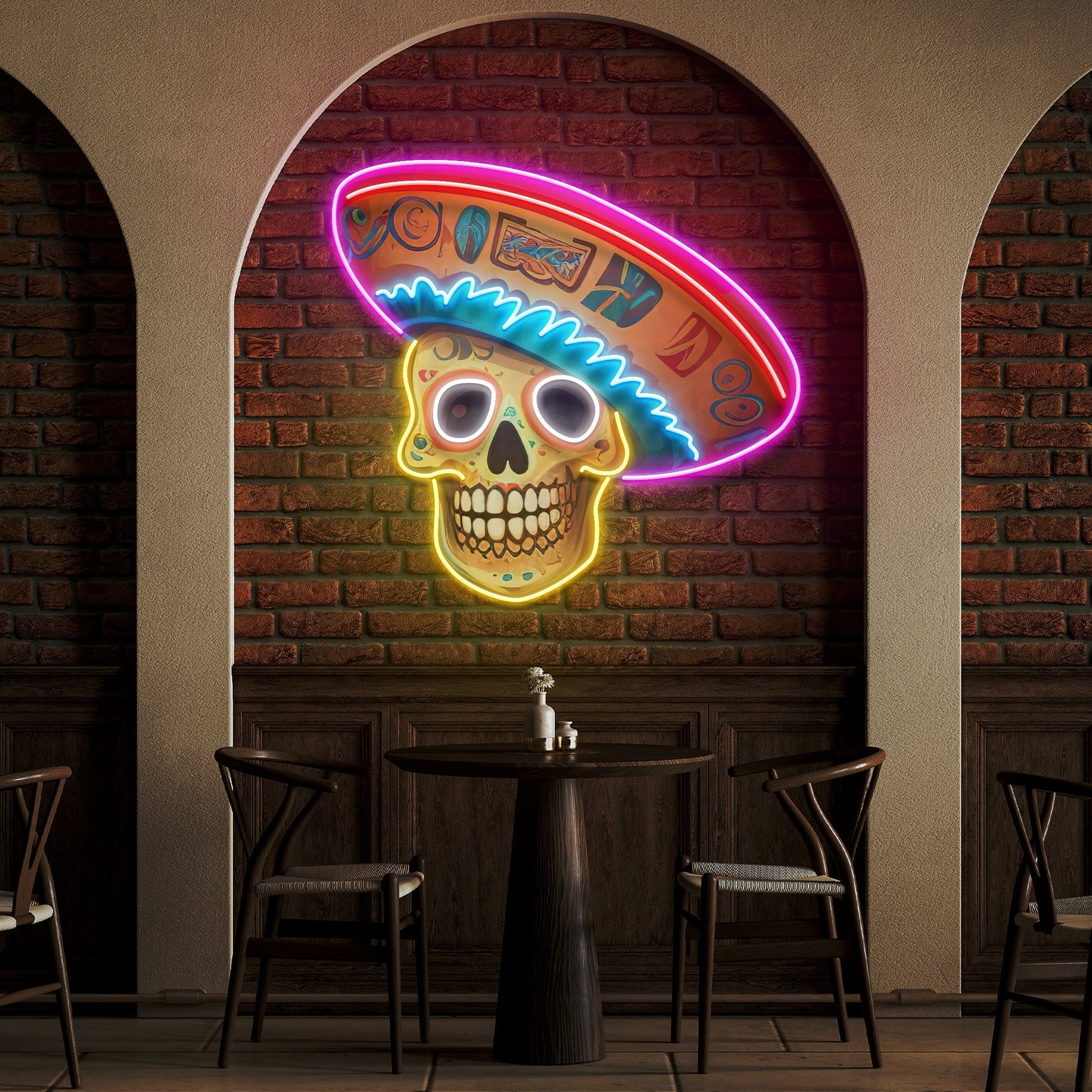 Custom Name Dead Day Party Sugar Skull Or Halloween Holiday Artwork Led Neon Sign Light