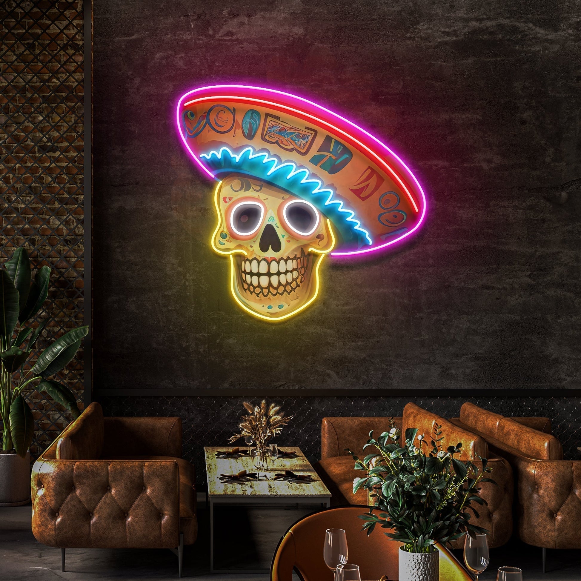 Custom Name Dead Day Party Sugar Skull Or Halloween Holiday Artwork Led Neon Sign Light