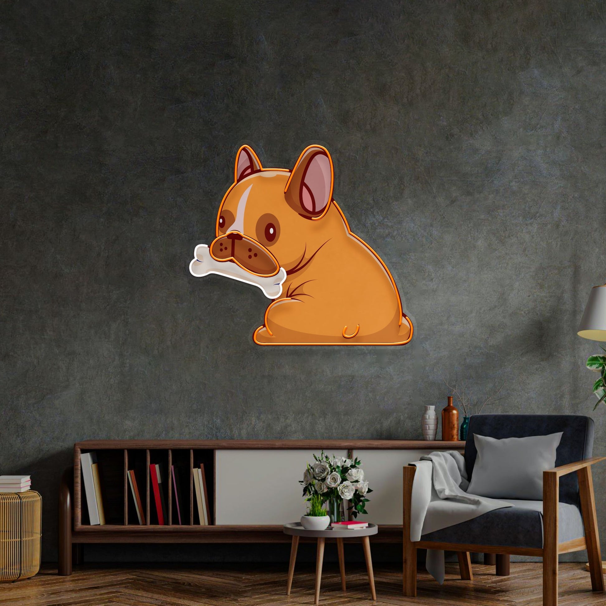 Dog Gnawing Bone LED Neon Sign Light Pop Art