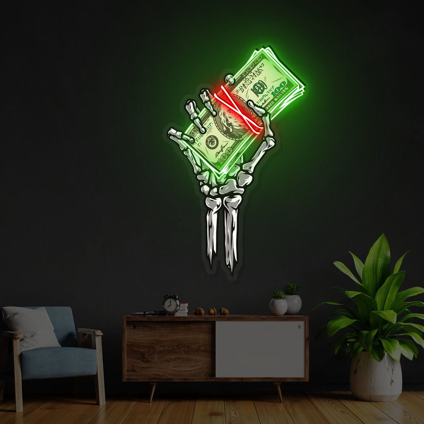 "Get Rich or Die Trying" Neon x Acrylic Artwork