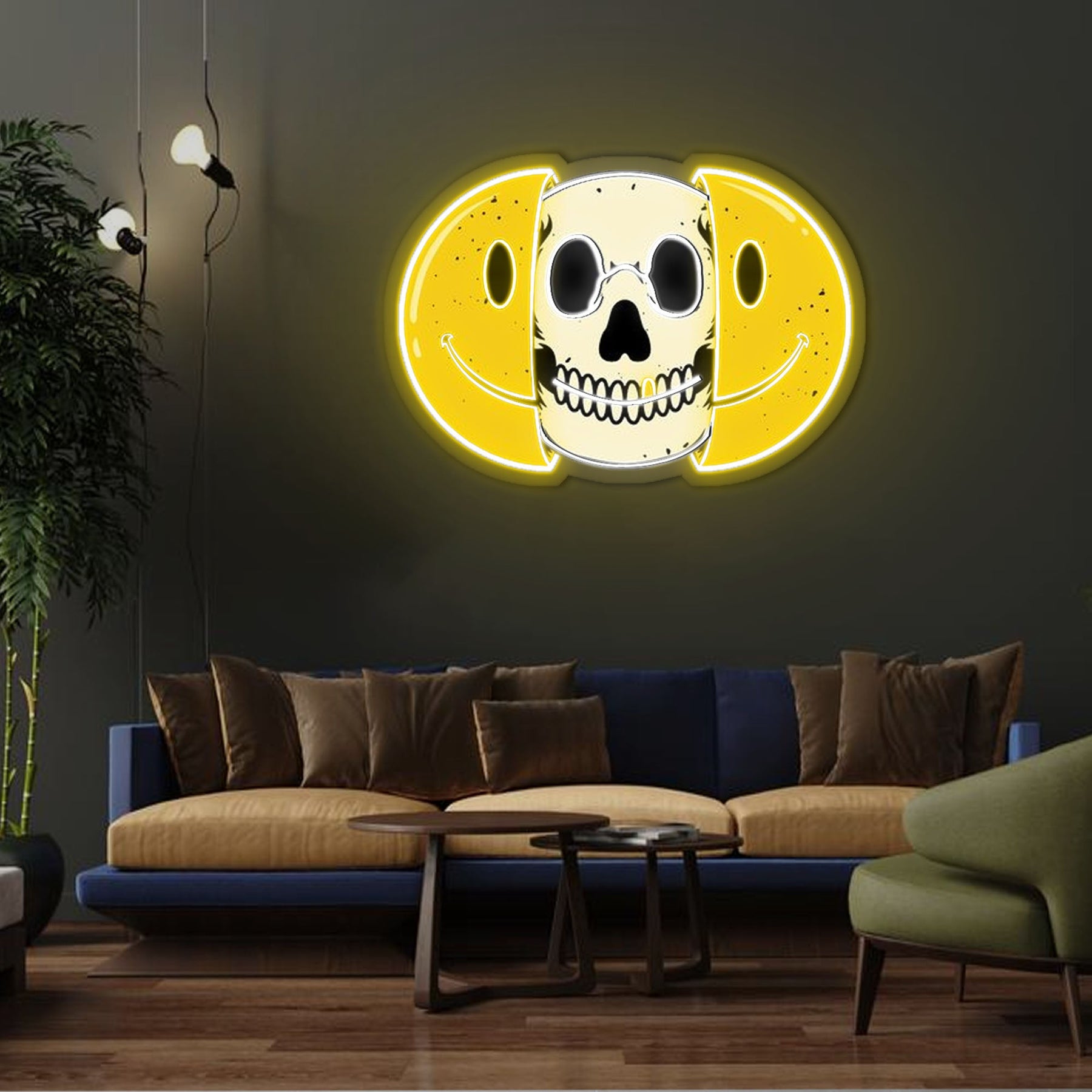 Half Skull Emoticons Neon Sign x Acrylic Artwork
