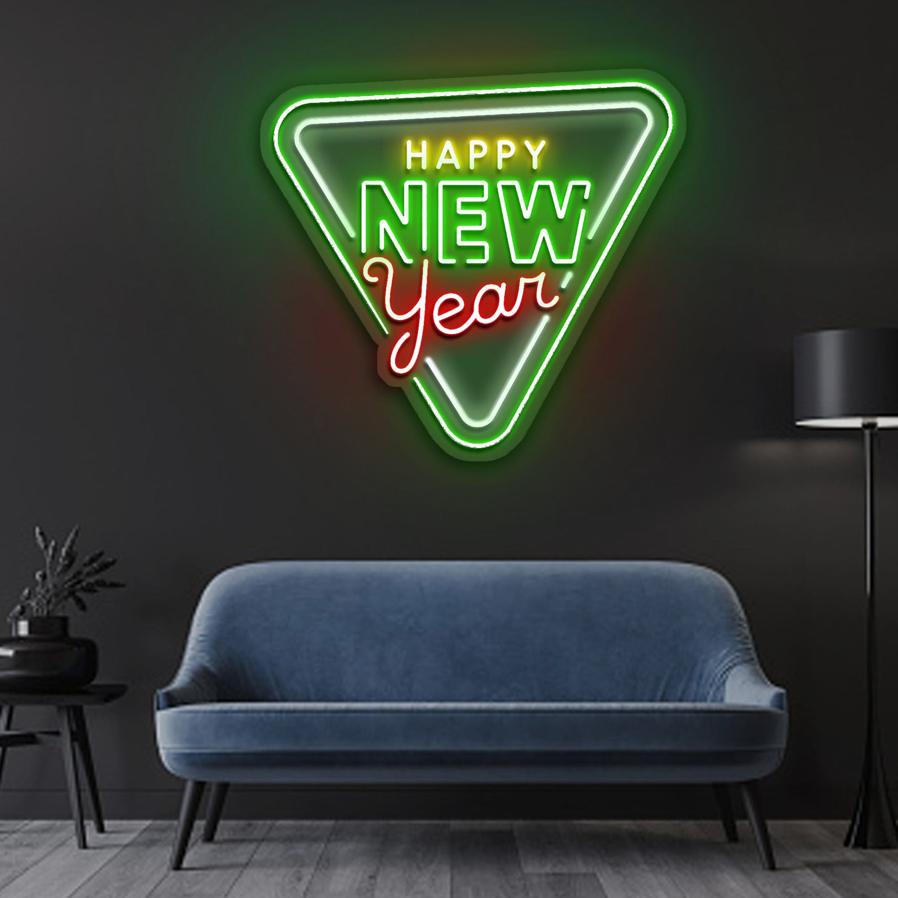 Happy New Year Triangle Neon Sign Led