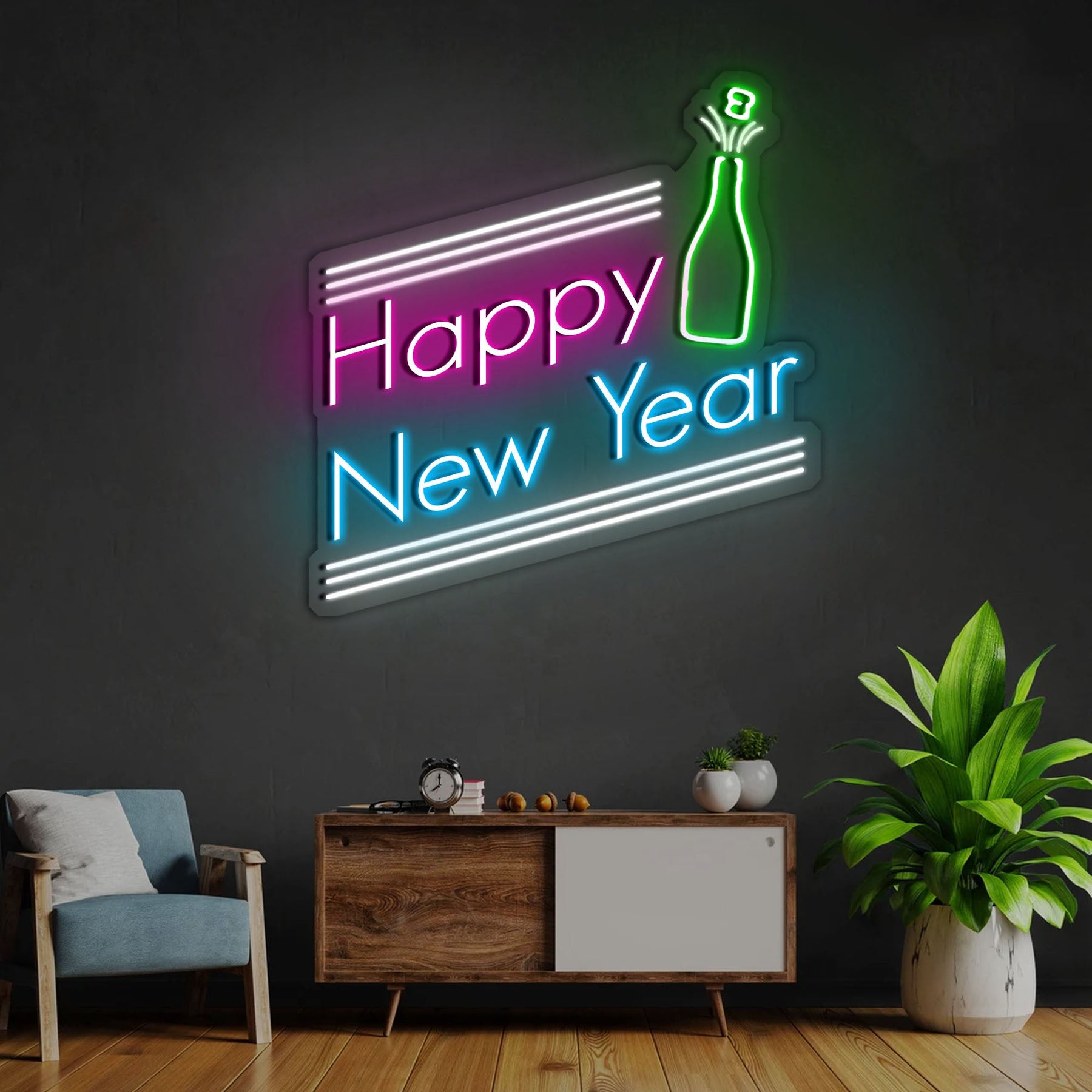 Happy New Year holidays and celebration Neon Sign Led