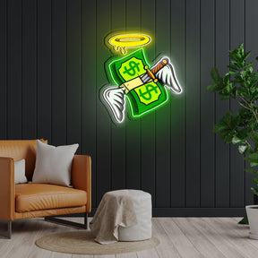 Money Floated Neon Sign x Acrylic Artwork