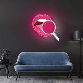 Pink lip Neon Sign x Acrylic Artwork