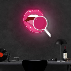 Pink lip Neon Sign x Acrylic Artwork