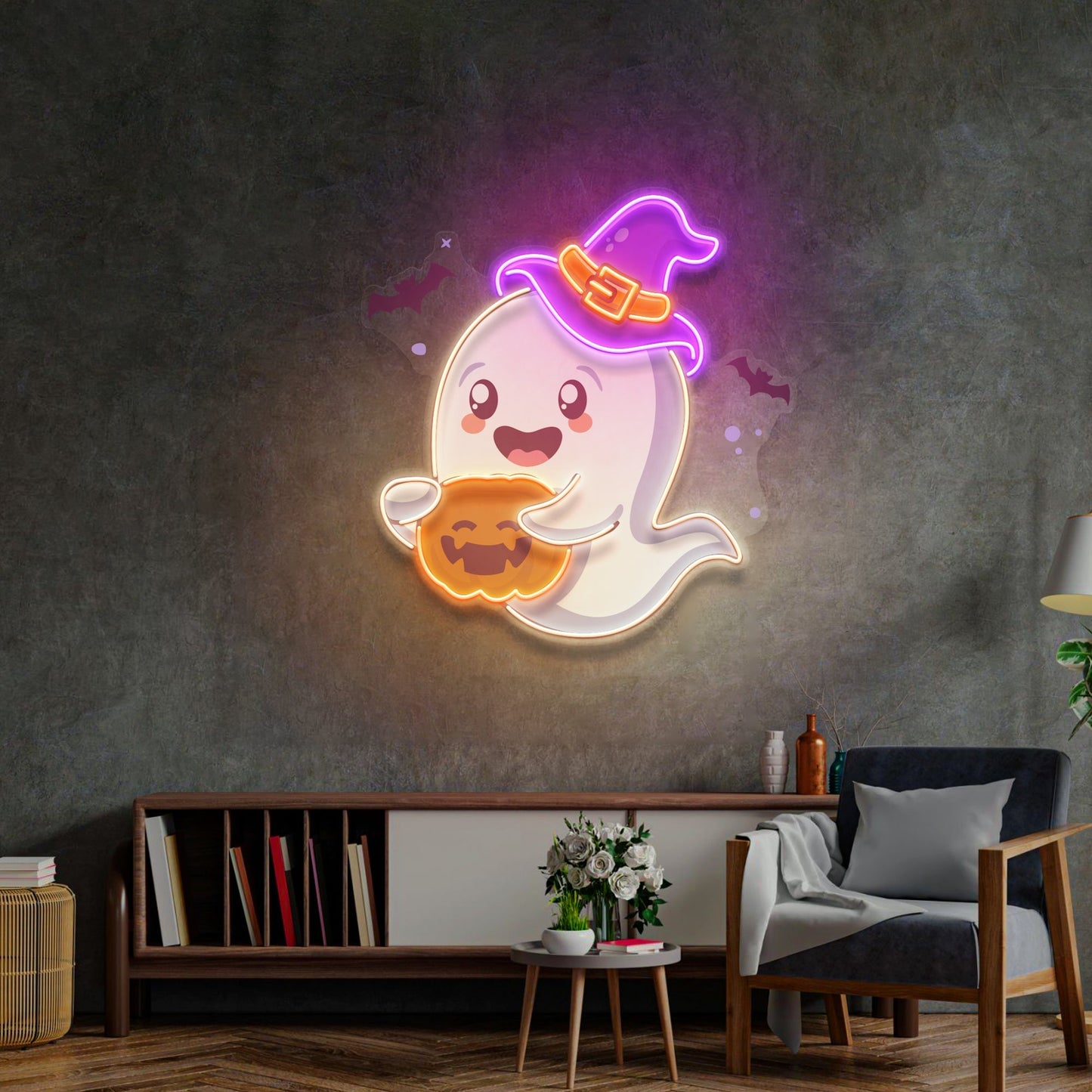 Playful Ghost Floating LED Neon Sign Light Pop Art