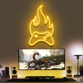 "Controller On Fire" Gaming Neon Sign