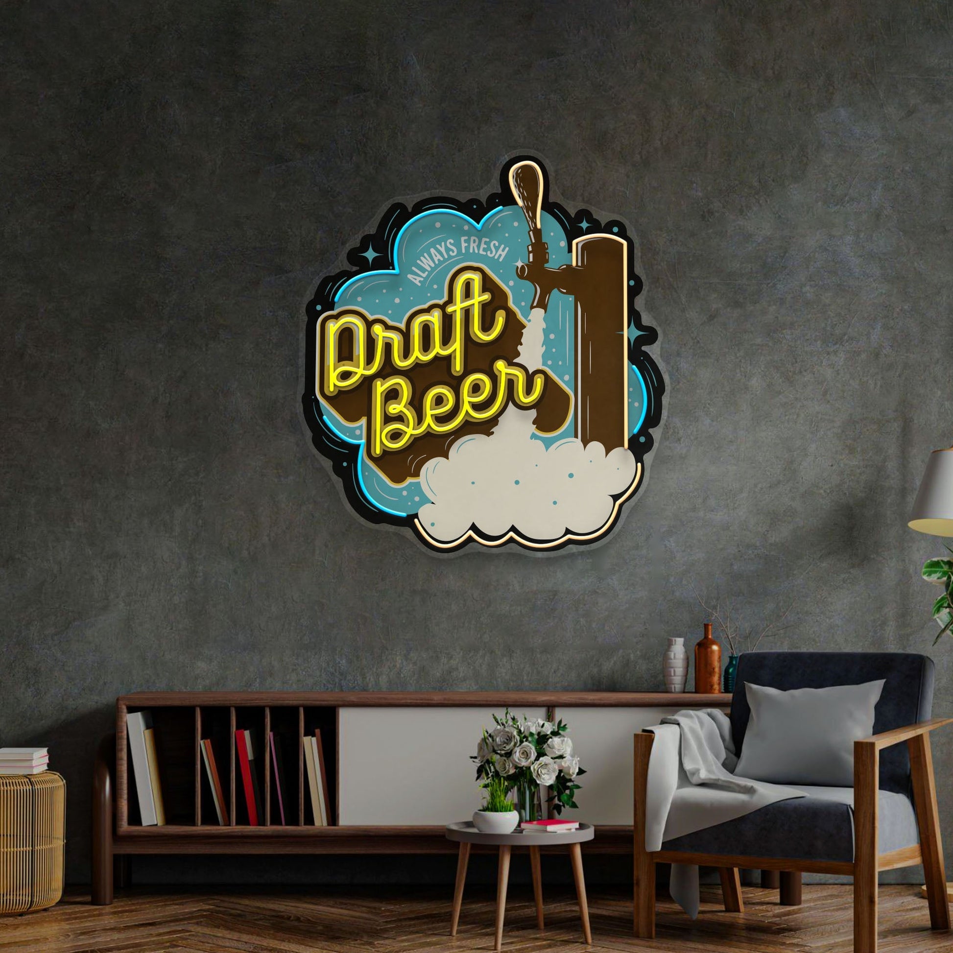 Draft Beer LED Neon Sign Light Pop Art
