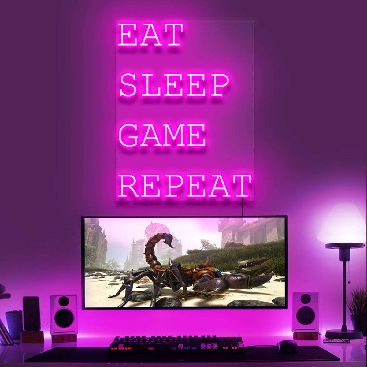 "Eat Sleep Game Repeat" Gaming Neon Sign