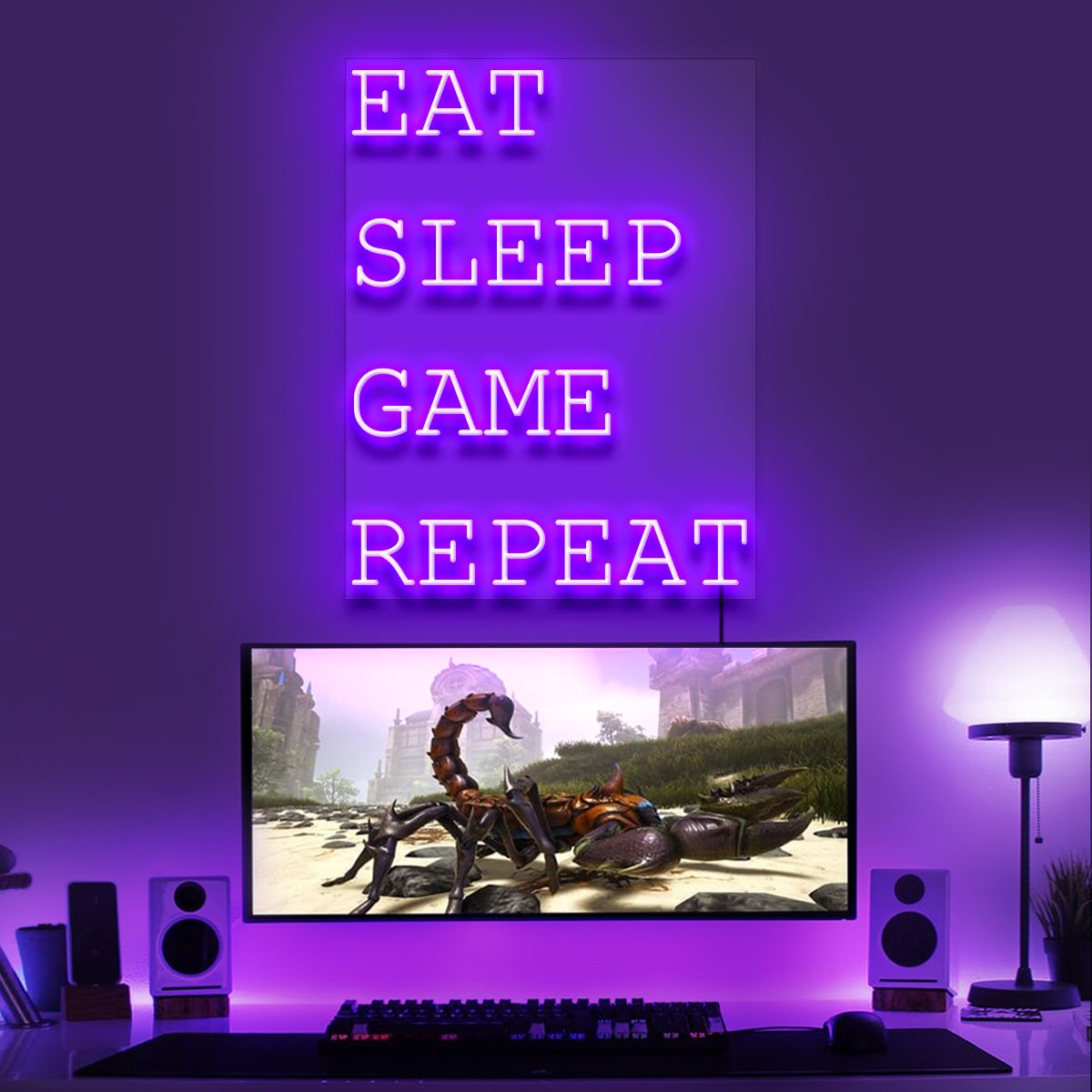 "Eat Sleep Game Repeat" Gaming Neon Sign