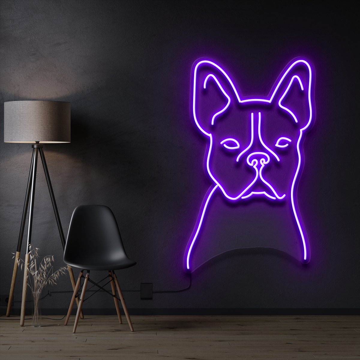 "French Bulldog Line Art" Neon Sign