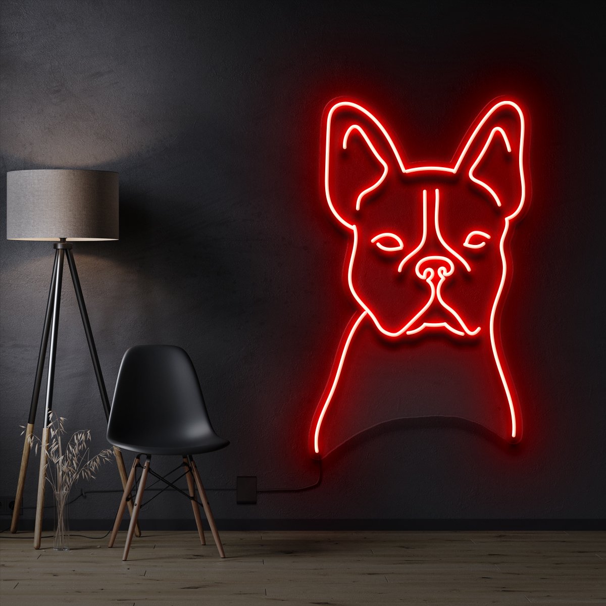 "French Bulldog Line Art" Neon Sign