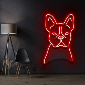 "French Bulldog Line Art" Neon Sign