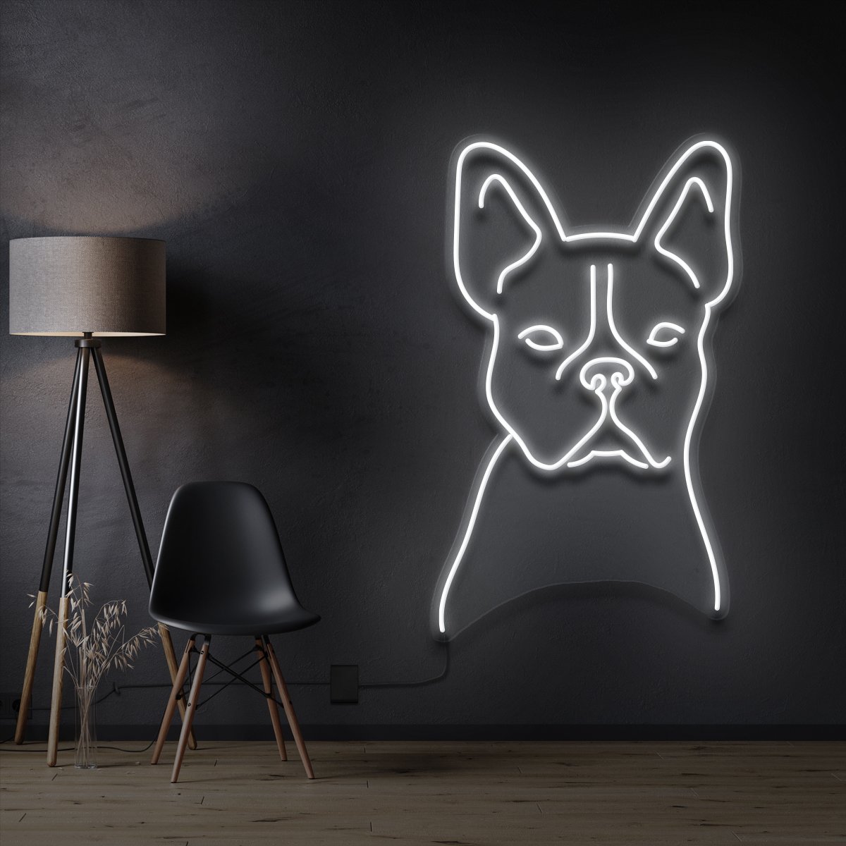 "French Bulldog Line Art" Neon Sign