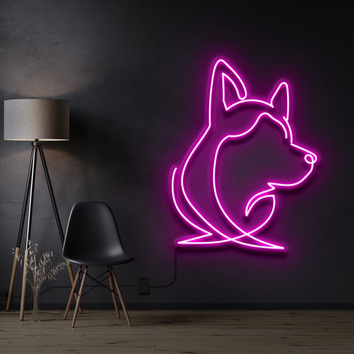 "Siberian Husky Face" Neon Sign