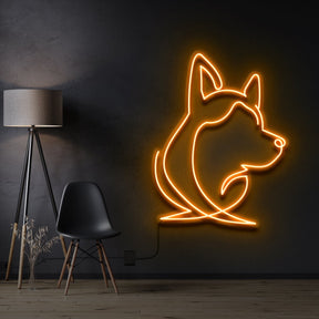 "Siberian Husky Face" Neon Sign