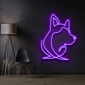 "Siberian Husky Face" Neon Sign