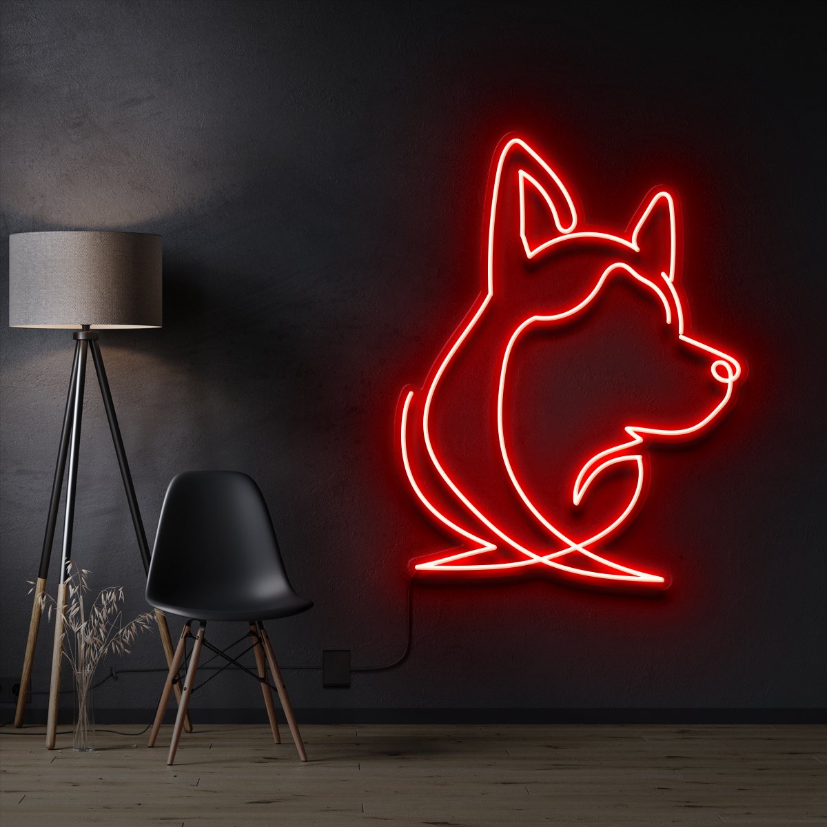 "Siberian Husky Face" Neon Sign
