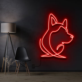 "Siberian Husky Face" Neon Sign