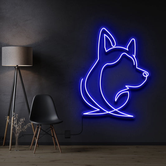 "Siberian Husky Face" Neon Sign