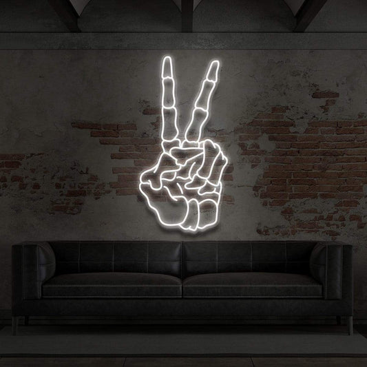 "Skeleton Peace Sign" Neon Sign for Tattoo Parlours
