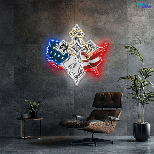 Blessed by Freedom, Guided by Faith best Gift for Veteran Neon Sign Light Artwork